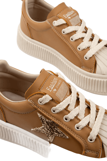 Star Rahat Ergonomik Premium Kadın Sneaker Taba