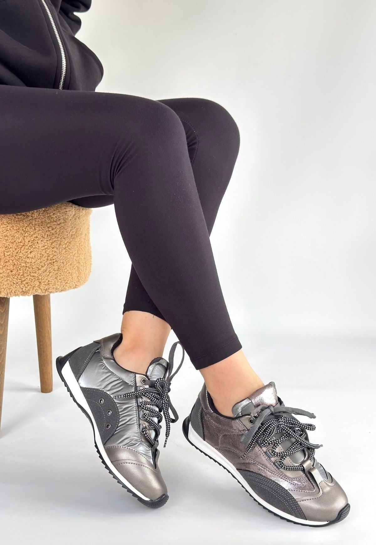 Ranu Premium Platin Paraşüt Detaylı Kadın Spor Ayakkabı