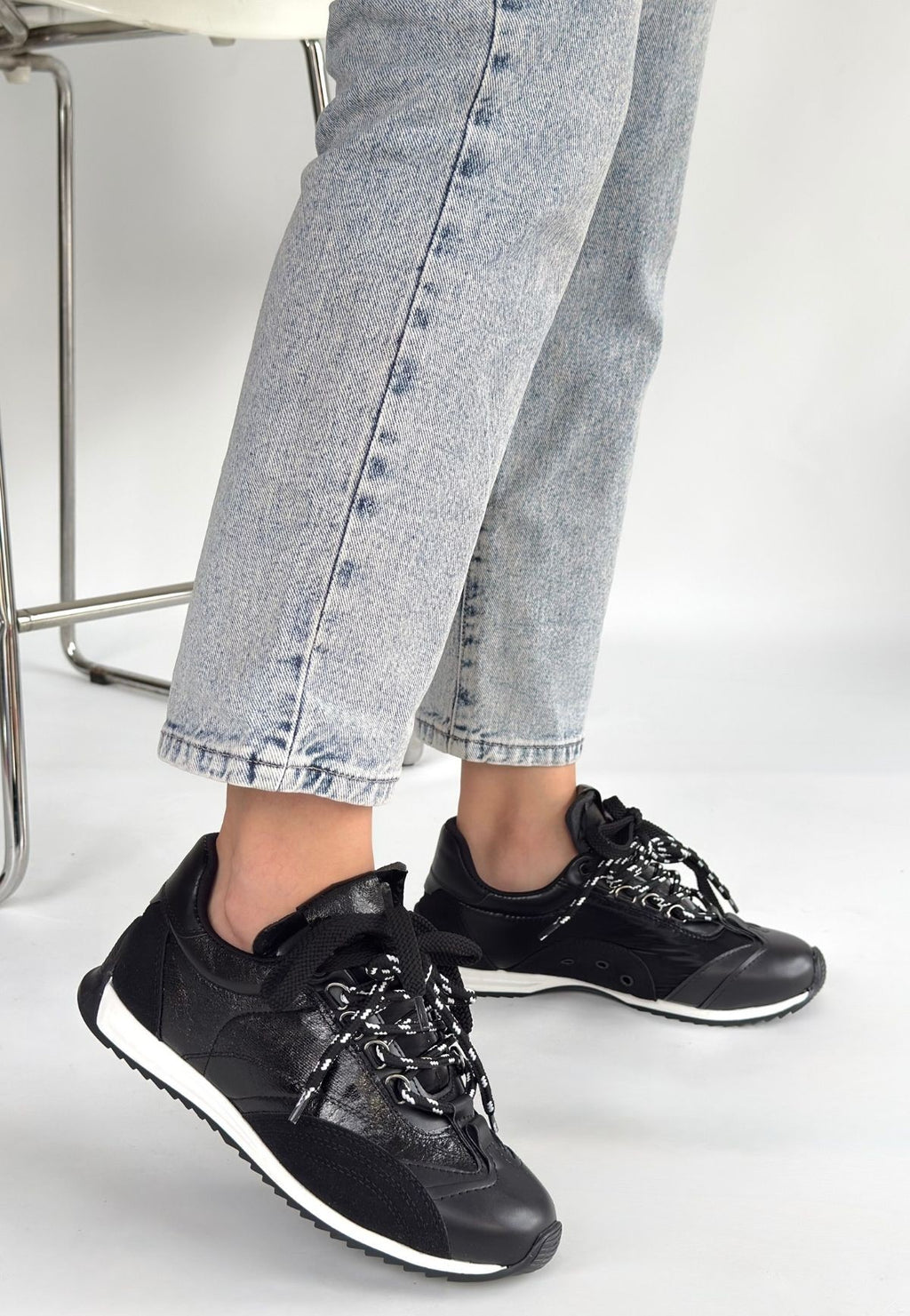 Ranu Premium Siyah Paraşüt Detaylı Kadın Spor Ayakkabı