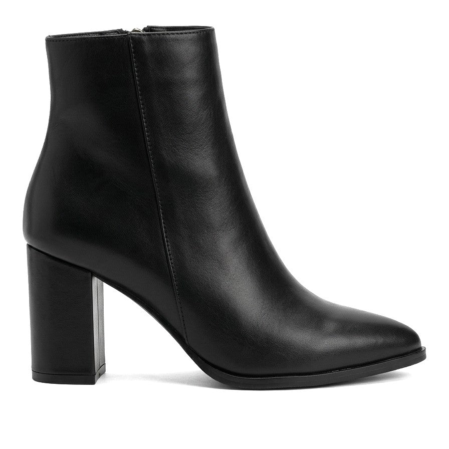 ZRNE-B09 Premium Classic Siyah Kalın Fermuarlı Topuklu Bot 7 cm