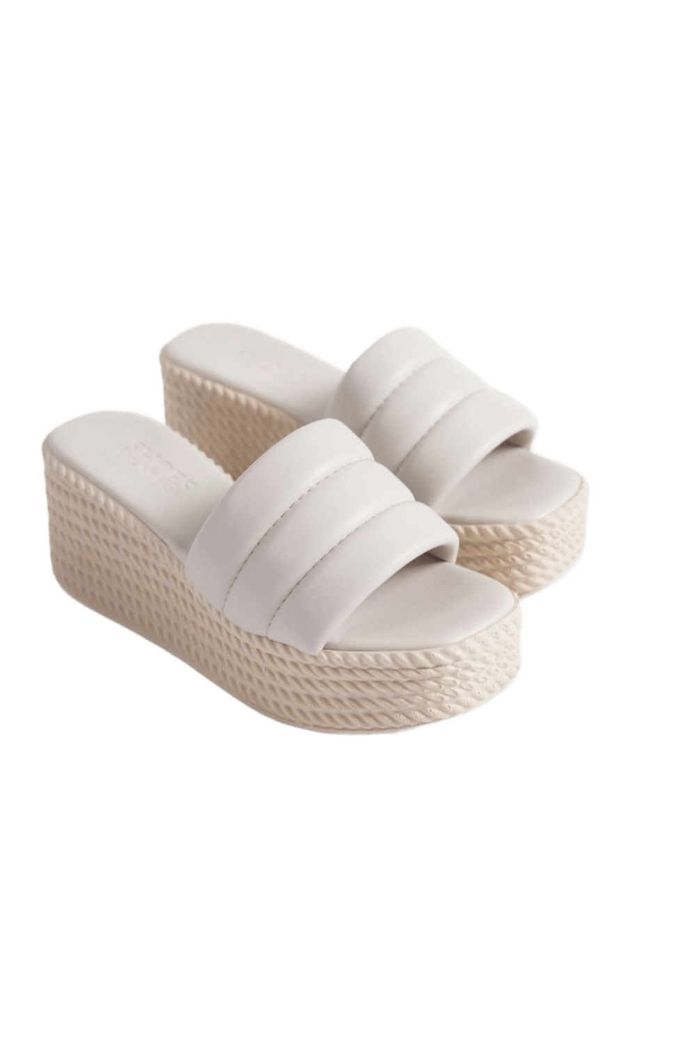 REINA Wedge Heeled Orthopedic Sole Wicker Look Women's Slippers - Cream