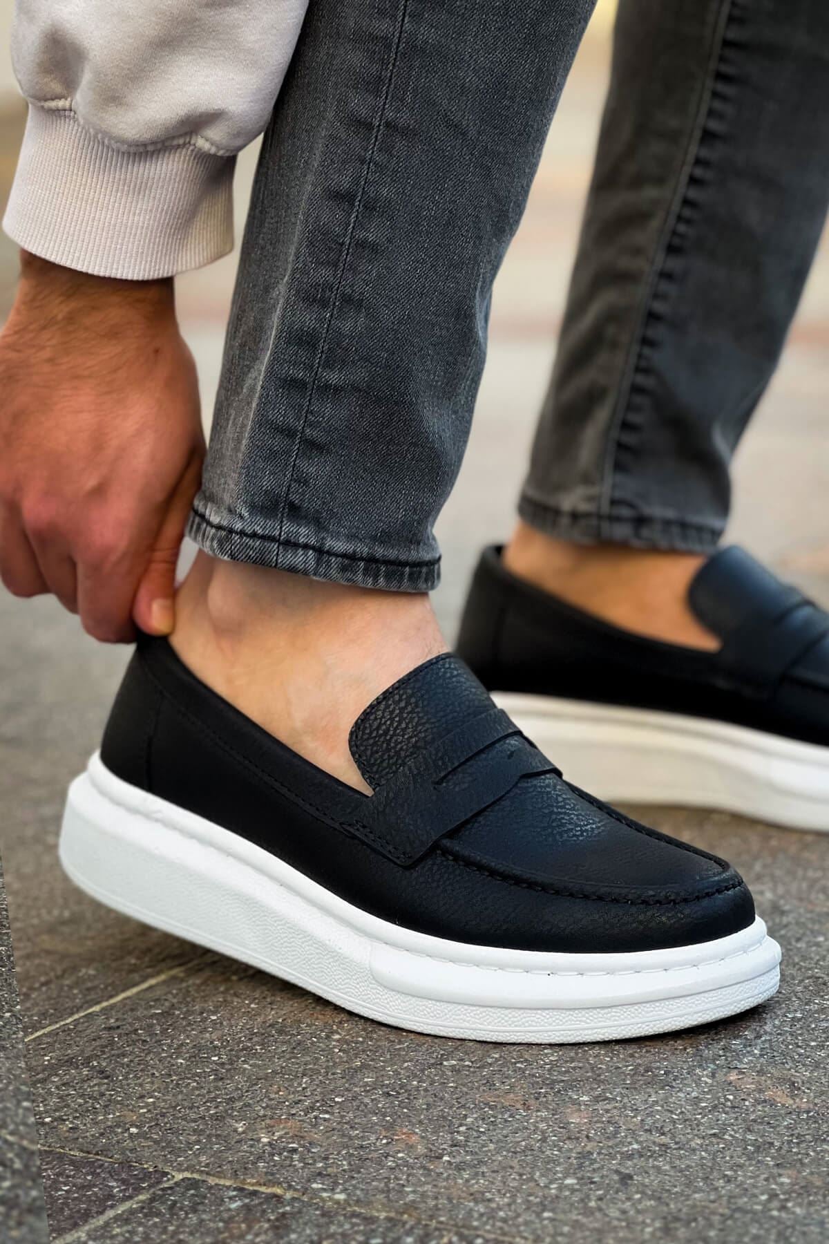 ZRC615 - Lüx Erkek Klasik Loafer Siyah Beyaz