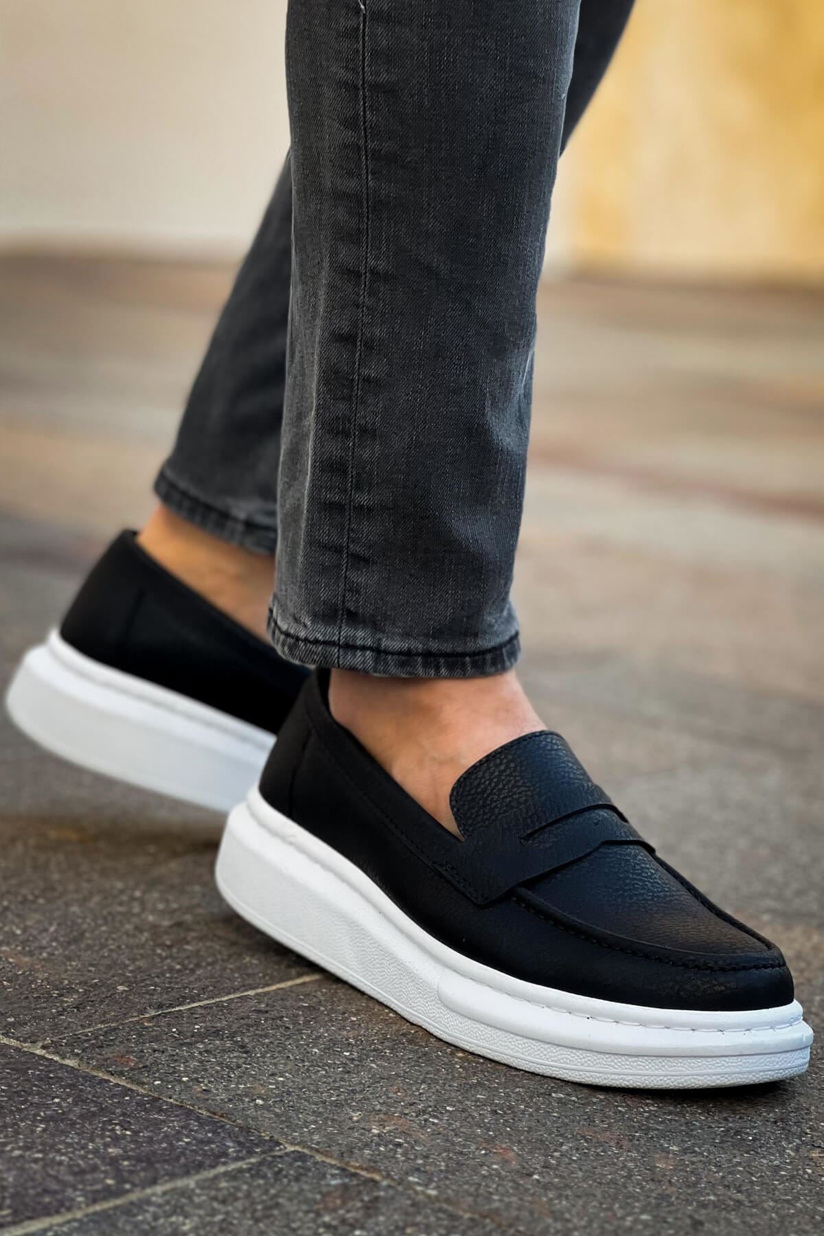 ZRC615 - Lüx Erkek Klasik Loafer Siyah Beyaz