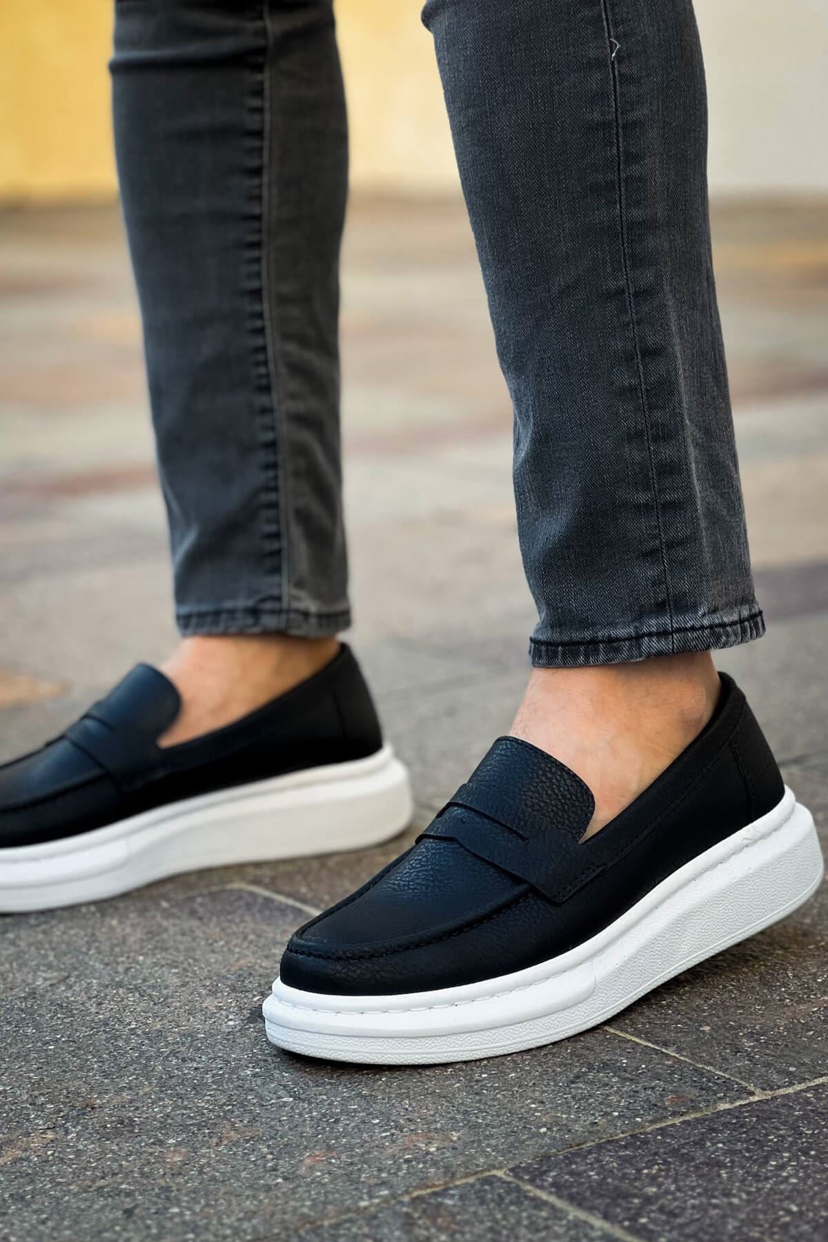 ZRC615 - Lüx Erkek Klasik Loafer Siyah Beyaz