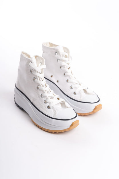 VENICE Lace-Up Orthopedic Sole High-Top Linen Women's Sneaker - White
