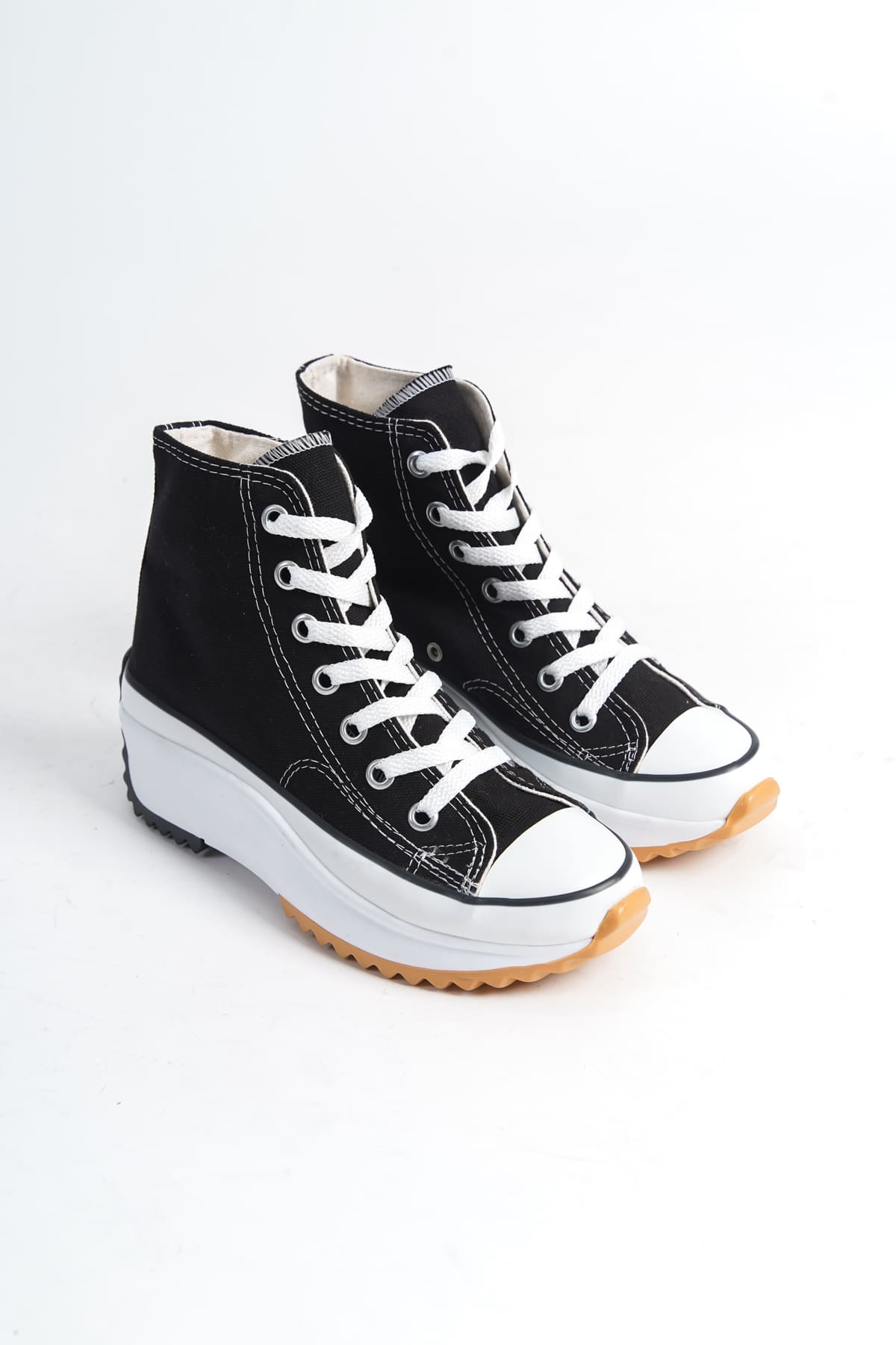 VENICE Lace-Up Orthopedic Sole High-Top Linen Women's Sneaker - Black