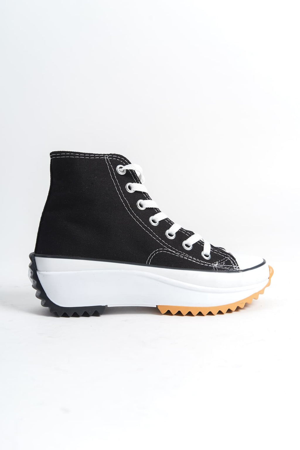 VENICE Lace-Up Orthopedic Sole High-Top Linen Women's Sneaker - Black