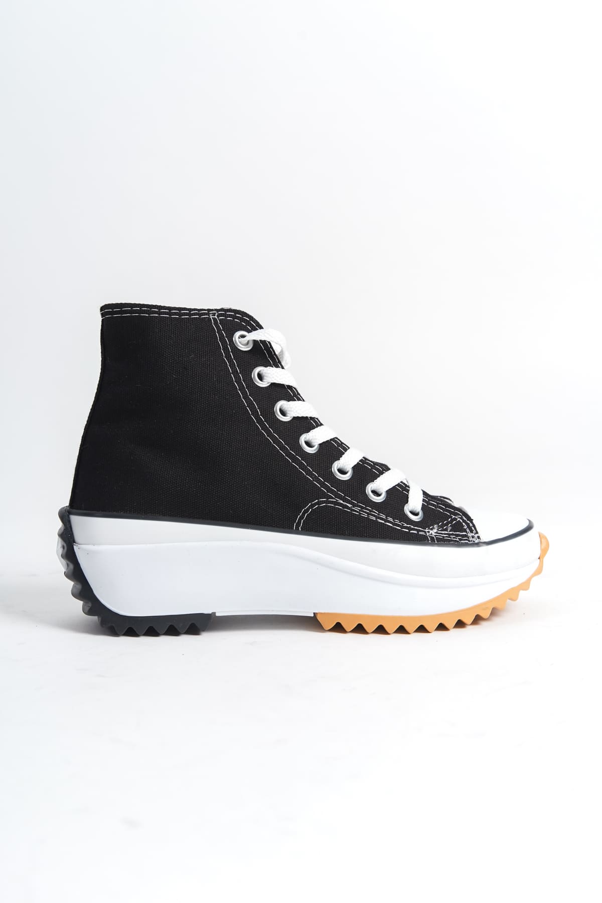 VENICE Lace-Up Orthopedic Sole High-Top Linen Women's Sneaker - Black