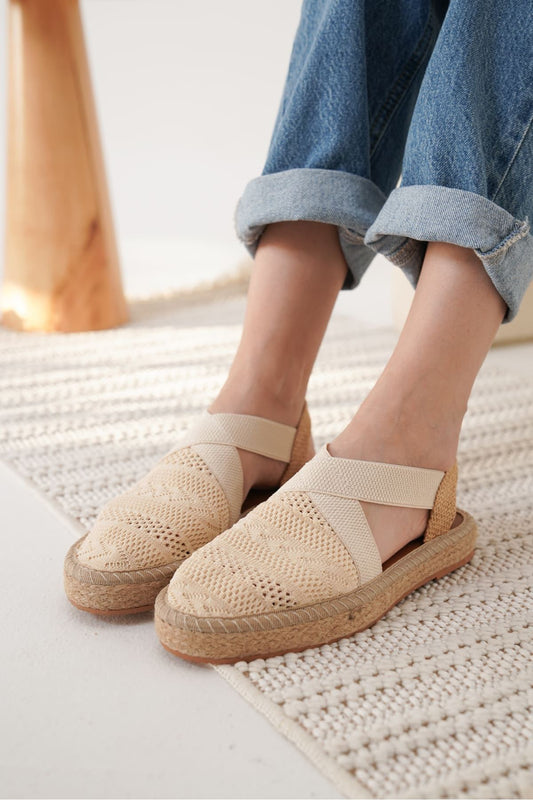 Rosa Premium Linen Comfortable Beige Women's Sandals
