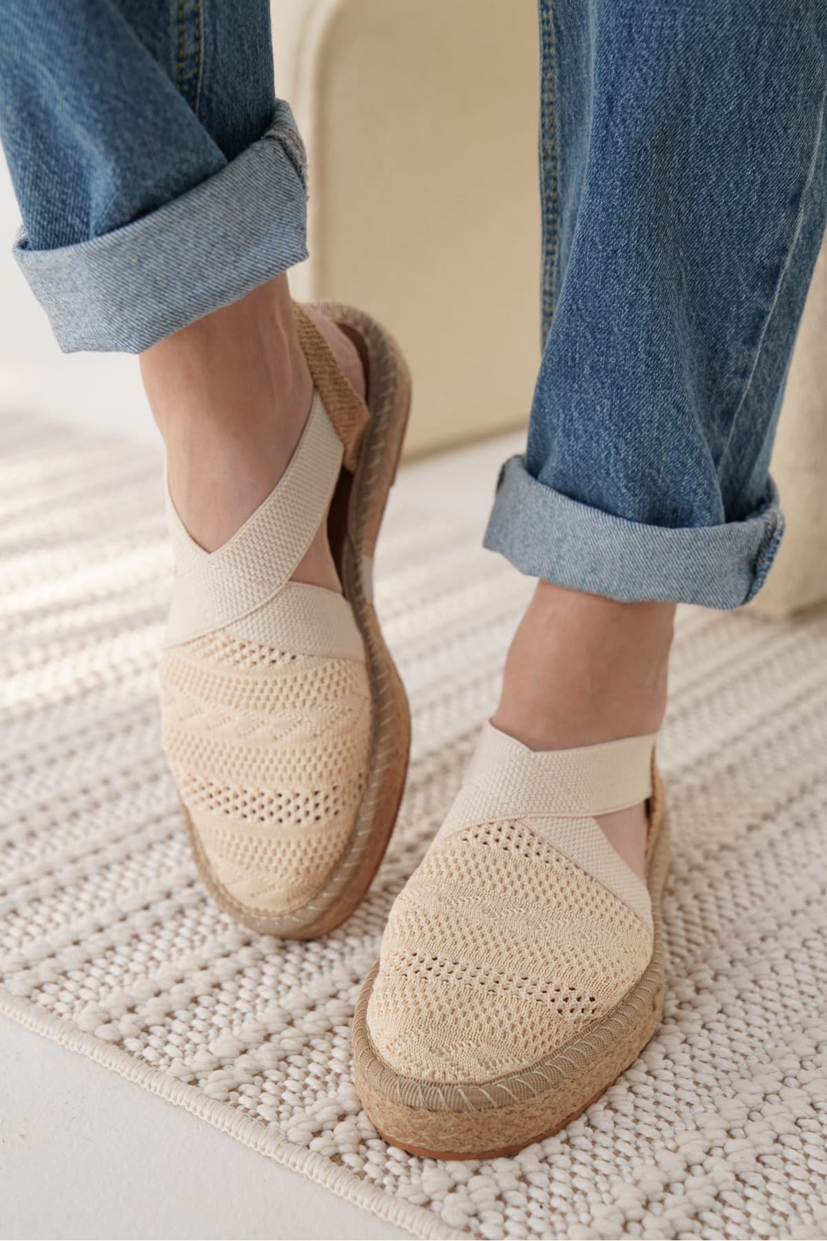Rosa Premium Linen Comfortable Beige Women's Sandals