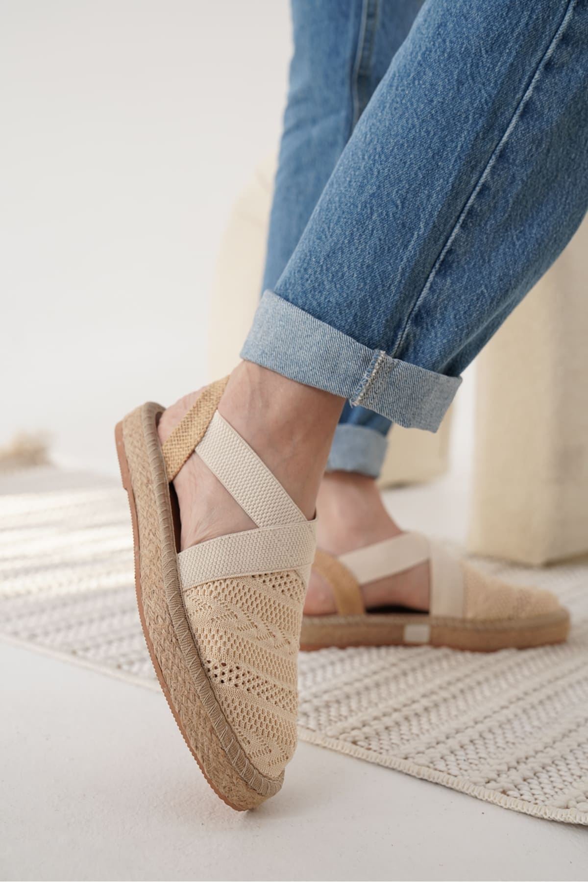 Rosa Premium Linen Comfortable Beige Women's Sandals
