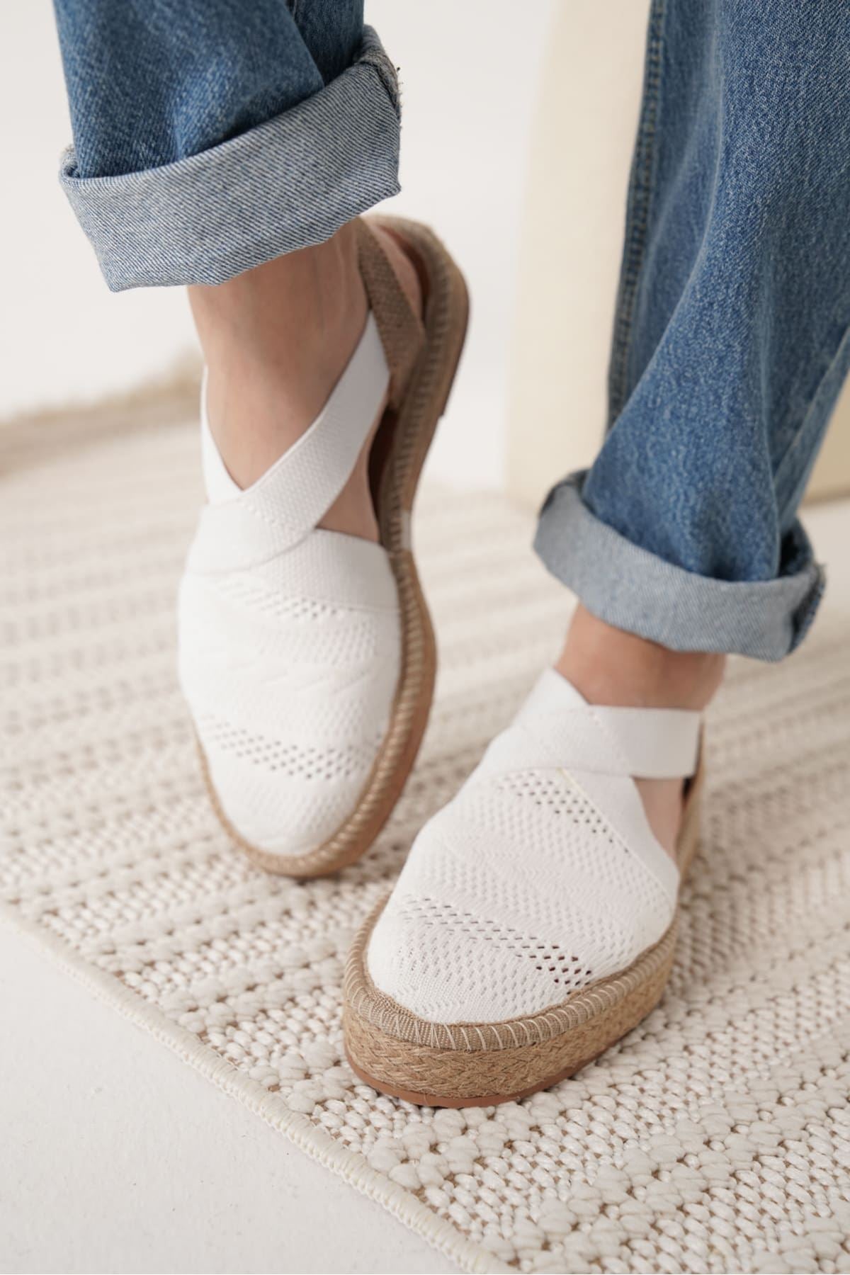 Rosa Premium Linen Comfortable White Women's Sandals