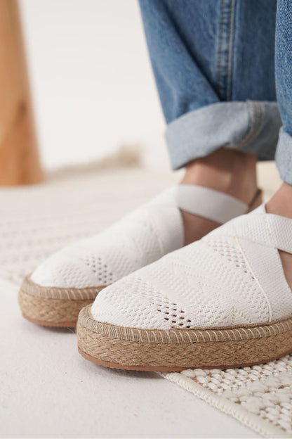 Rosa Premium Linen Comfortable White Women's Sandals