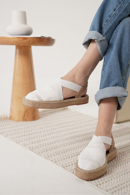Rosa Premium Linen Comfortable White Women's Sandals