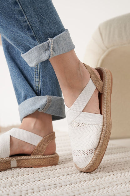 Rosa Premium Linen Comfortable White Women's Sandals