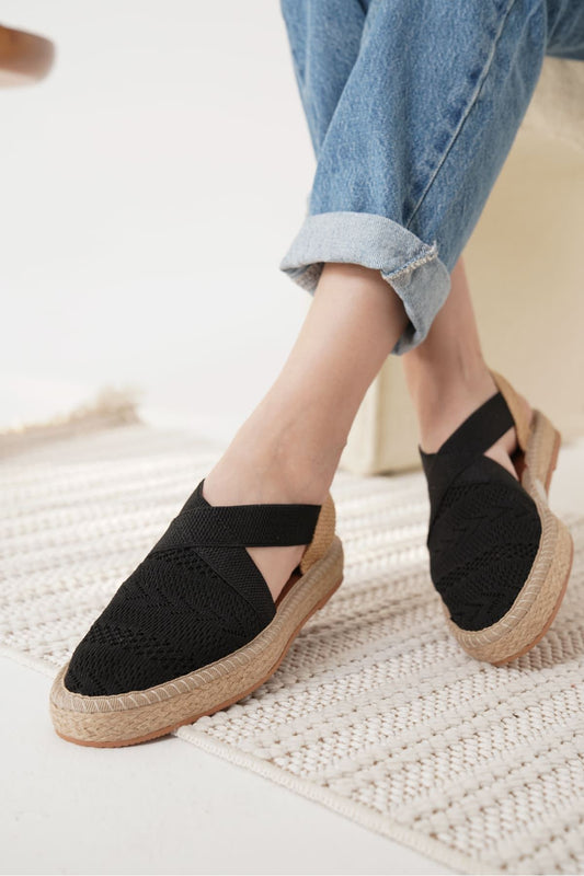 Rosa Premium Linen Comfortable Black Women's Sandals