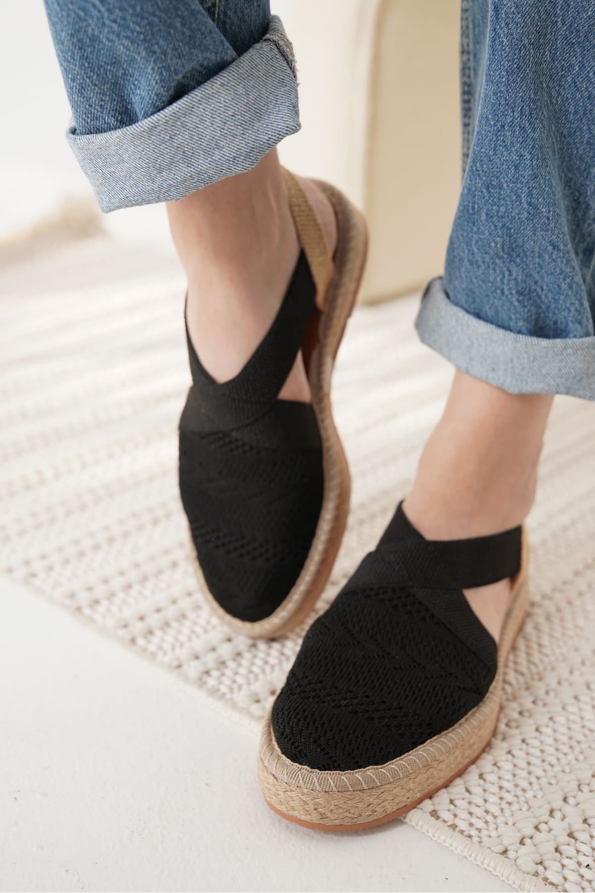 Rosa Premium Linen Comfortable Black Women's Sandals