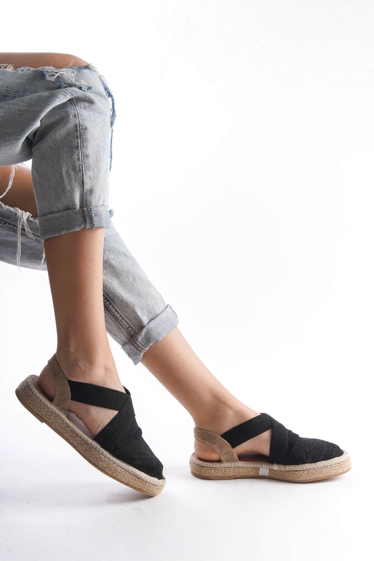 Rosa Premium Linen Comfortable Black Women's Sandals