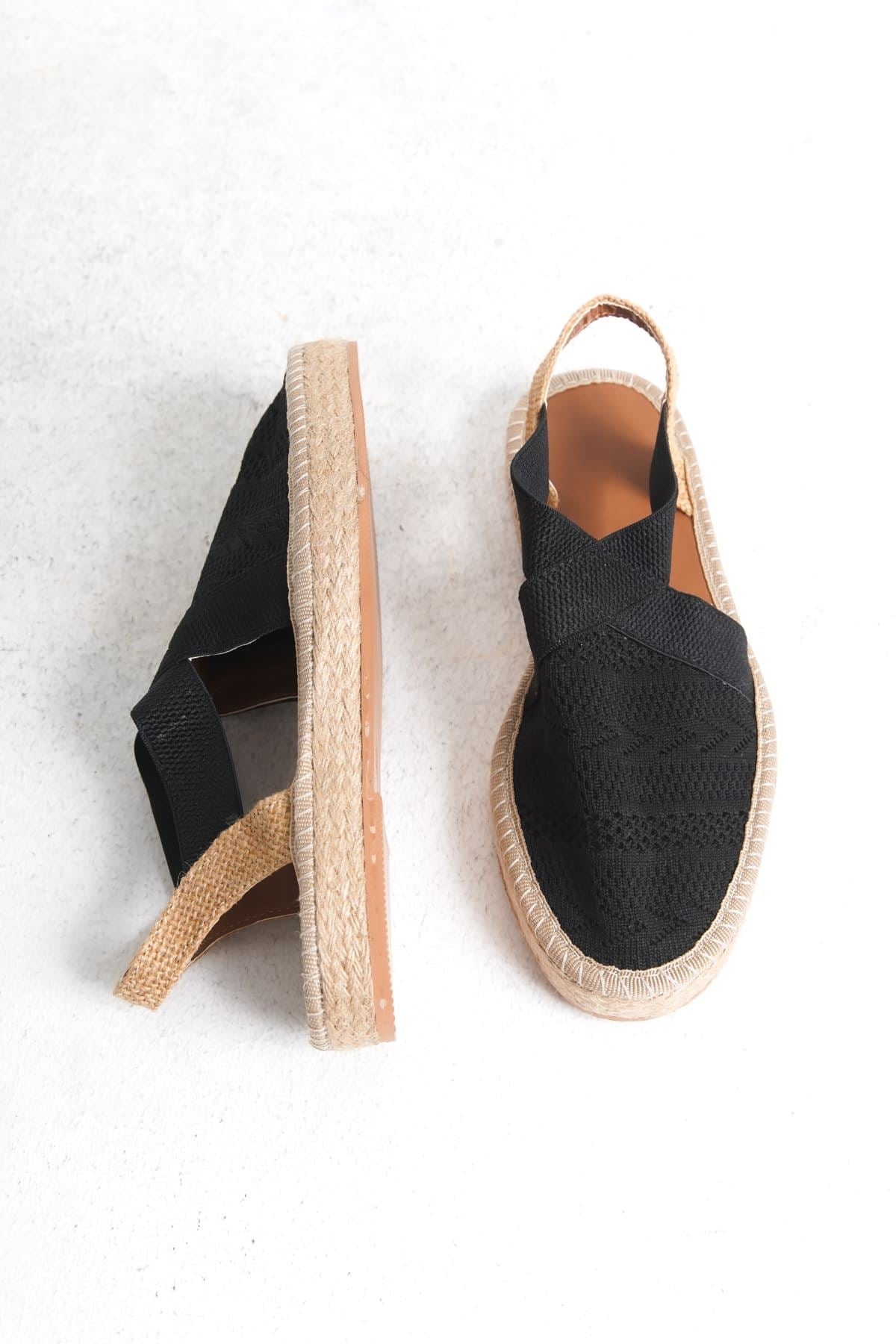 Rosa Premium Linen Comfortable Black Women's Sandals