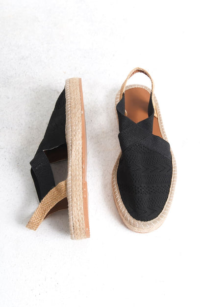 Rosa Premium Linen Comfortable Black Women's Sandals
