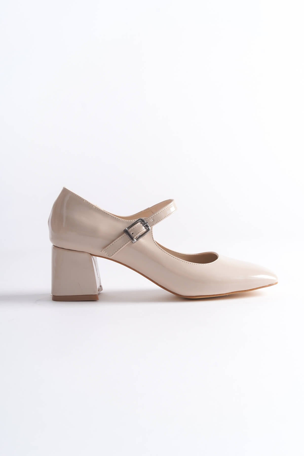 Rosalie Premium Beige Patent Leather Heeled Women's Shoes