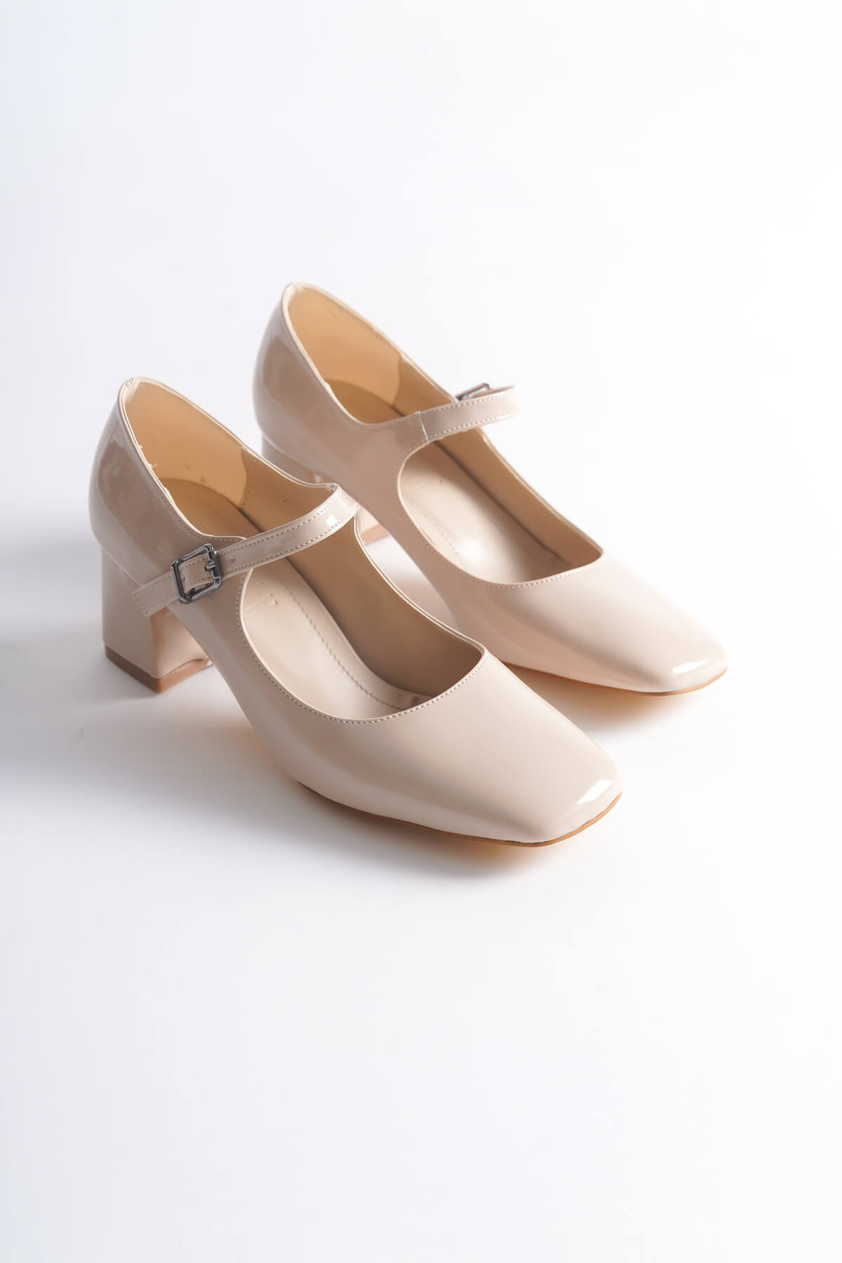 Rosalie Premium Beige Patent Leather Heeled Women's Shoes