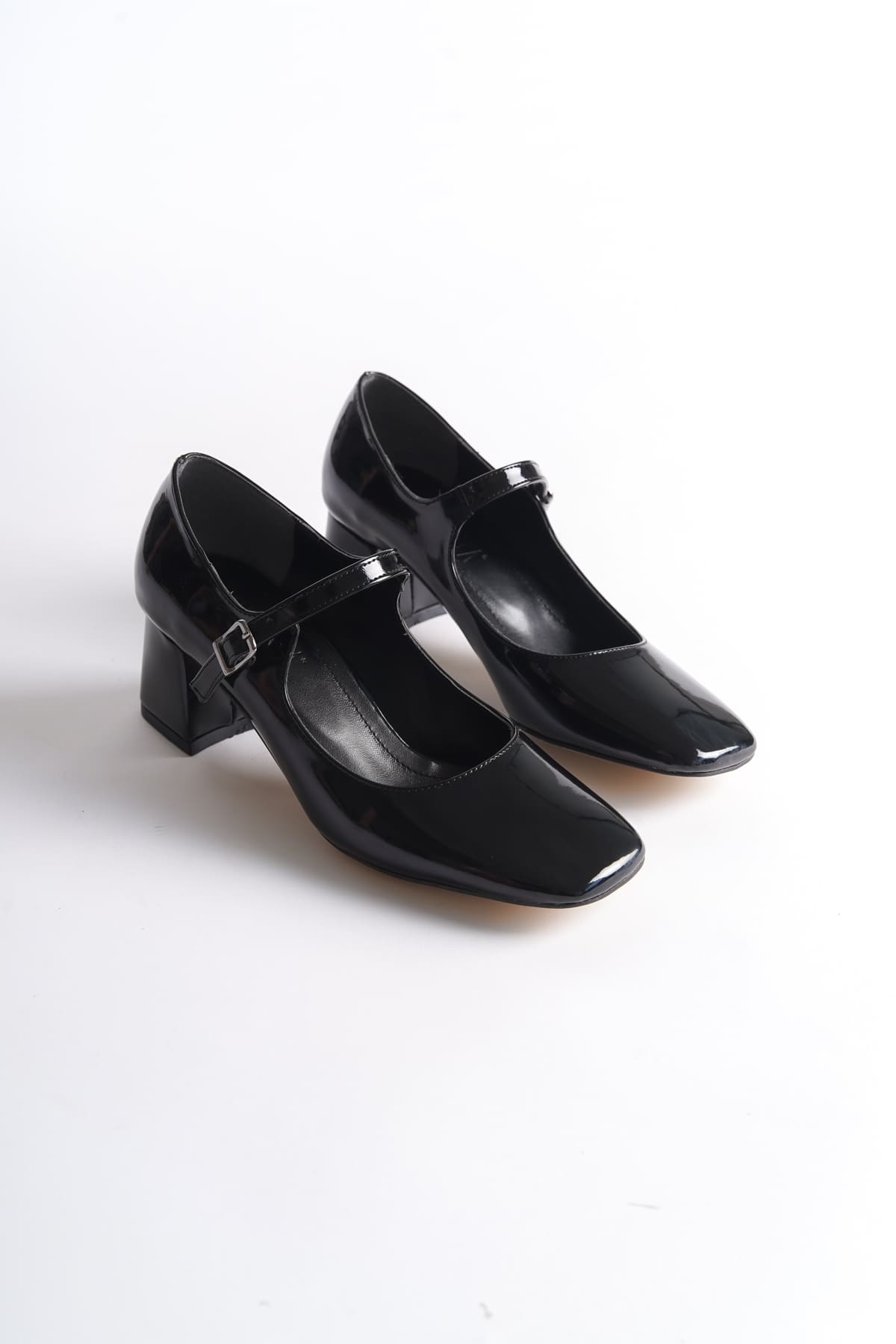 Geneva Premium Siyah Rugan Topuklu Ayakkabı 6 cm