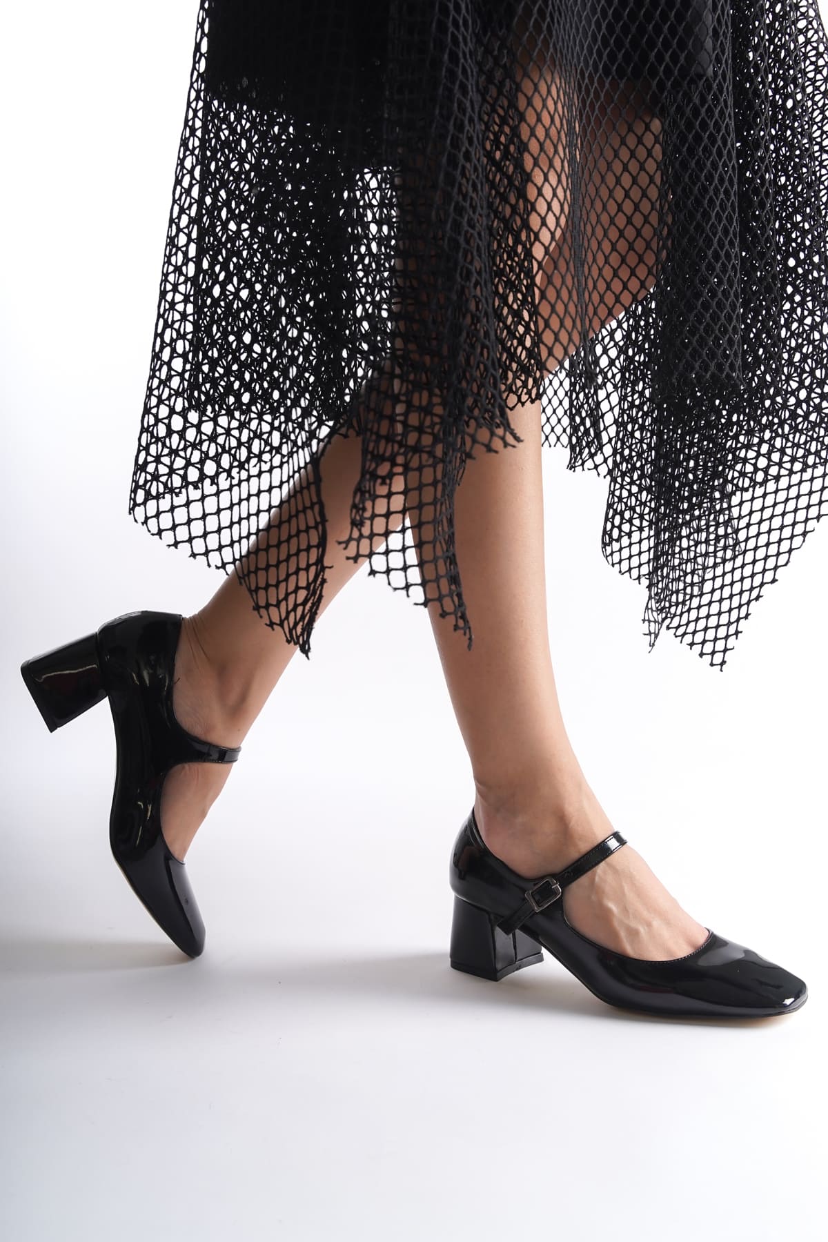 Geneva Premium Siyah Rugan Topuklu Ayakkabı 6 cm