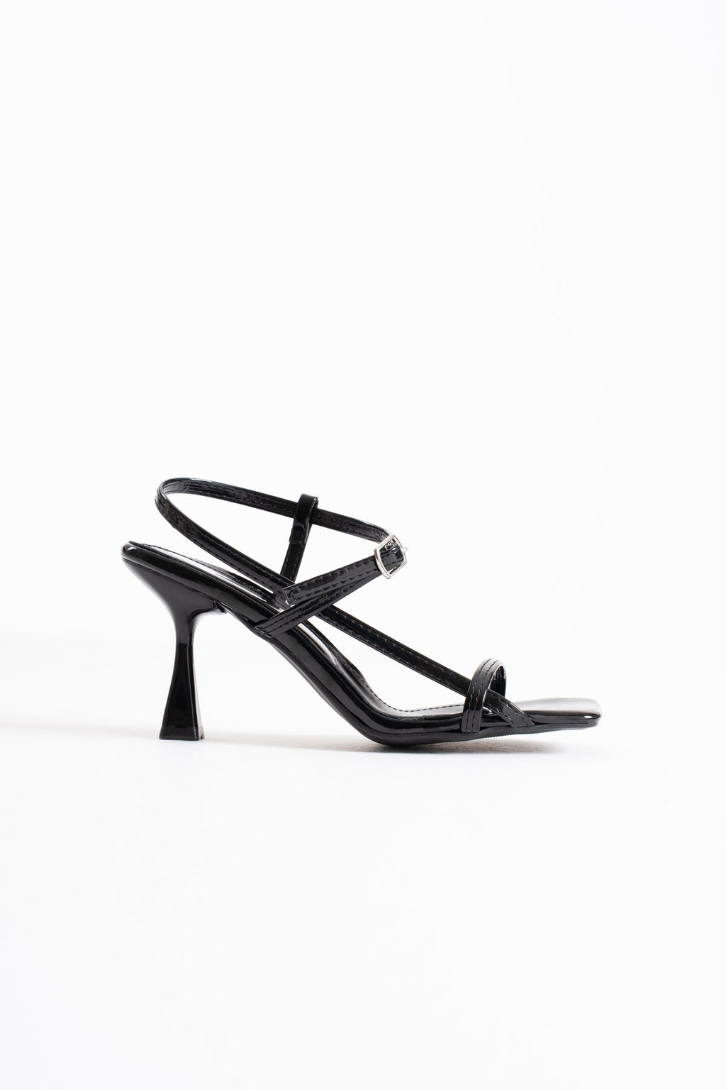 Rossie Premium Women's Black Patent Leather Heeled Sandals