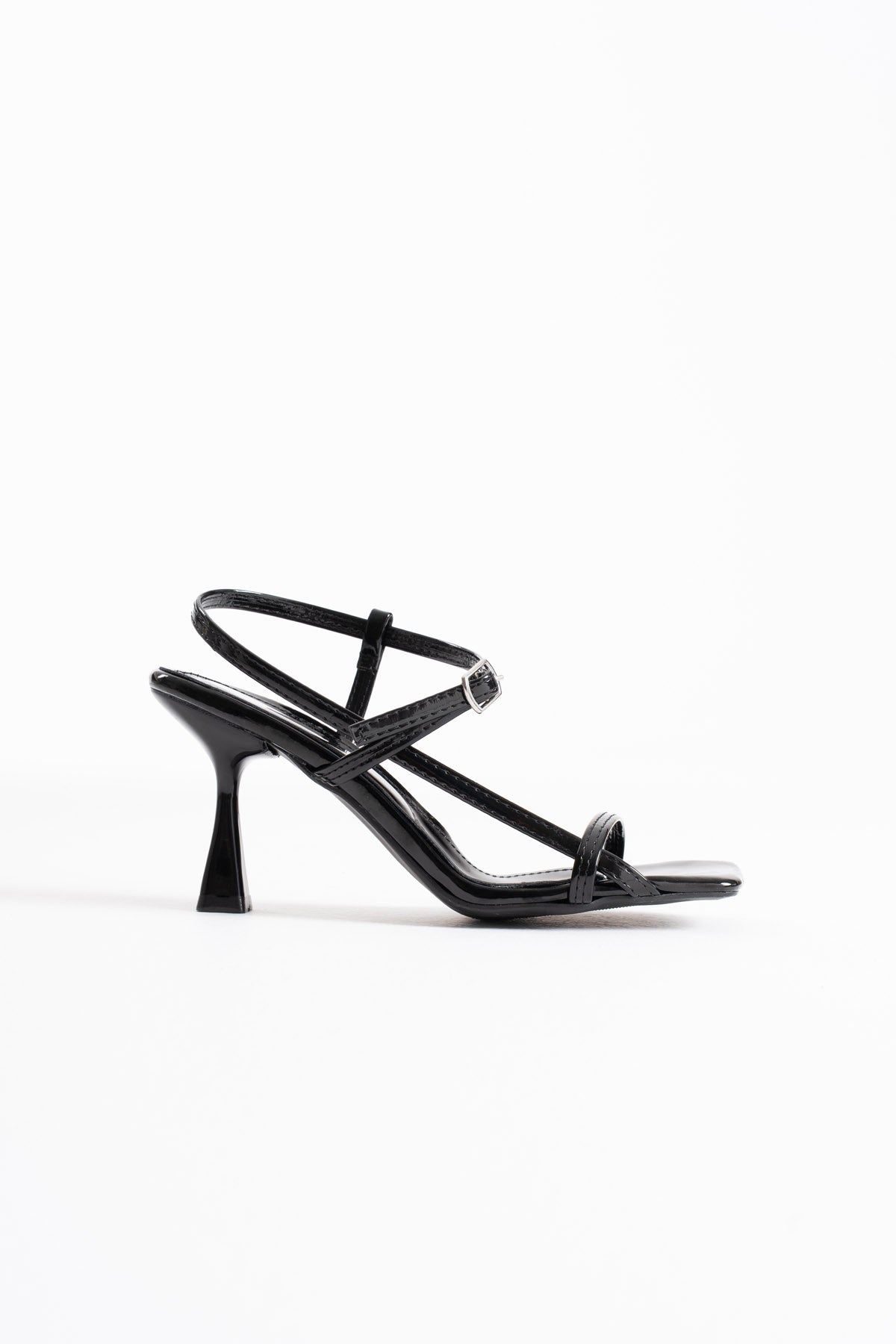 Rossie Premium Women's Black Patent Leather Heeled Sandals