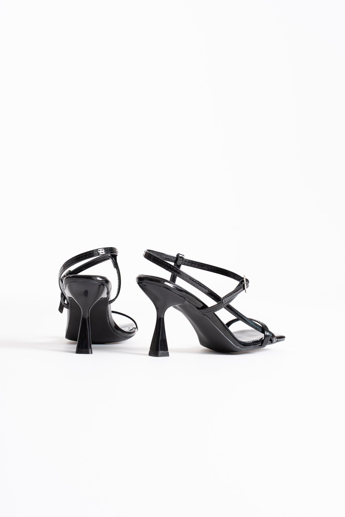 Rossie Premium Women's Black Patent Leather Heeled Sandals