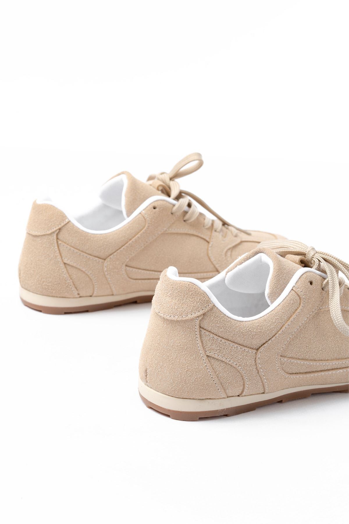 ZRİNRS-01 Premium Bej Süet İnce Taban Günlük Sneaker