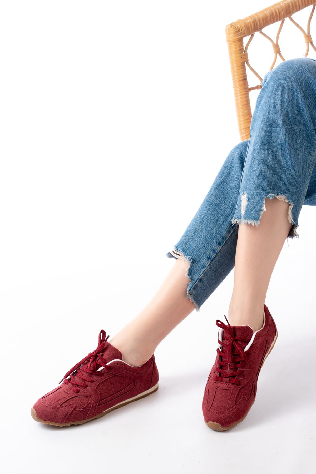 ZRİNRS-01 Premium Bordo Süet İnce Taban Günlük Sneaker