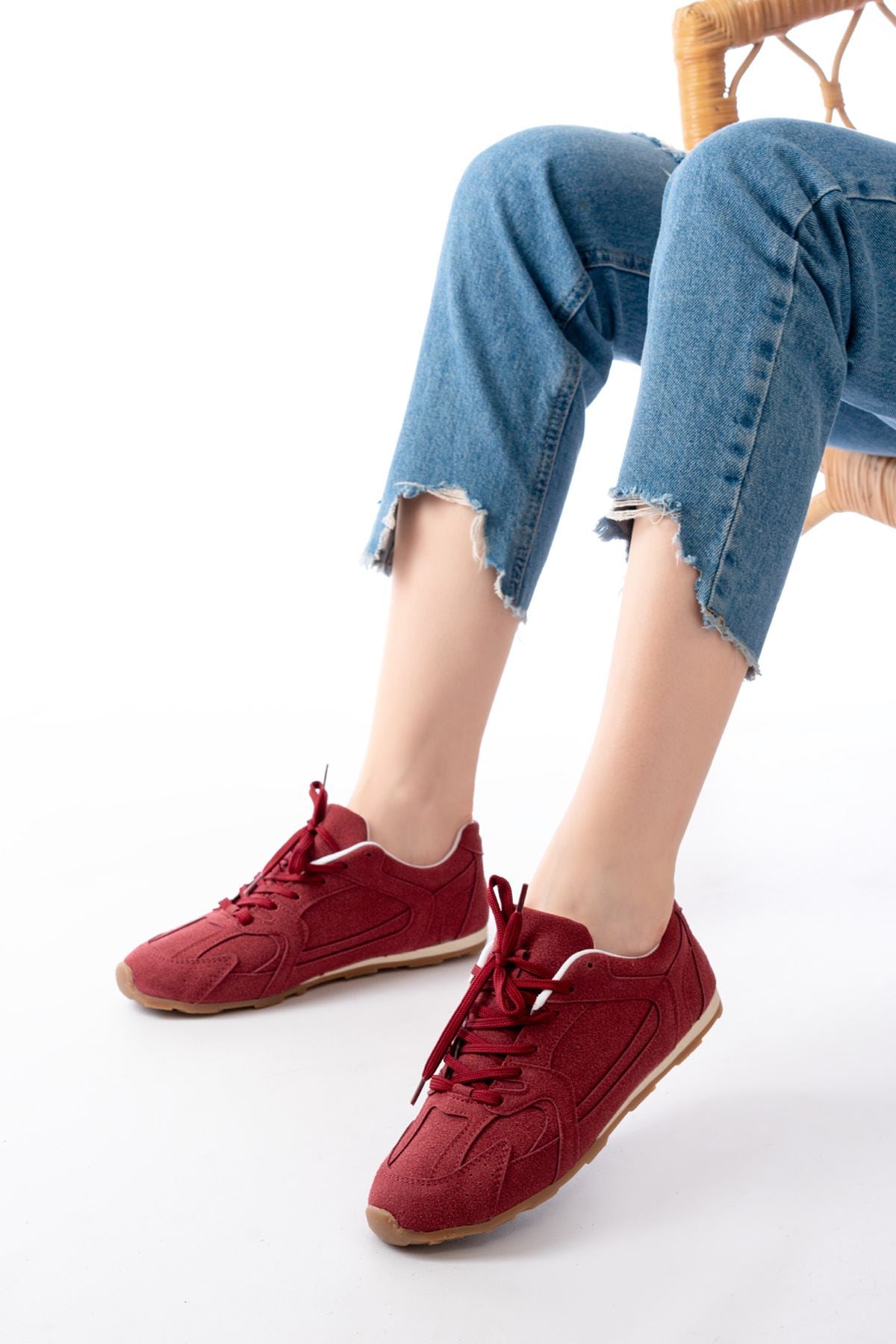 ZRİNRS-01 Premium Bordo Süet İnce Taban Günlük Sneaker
