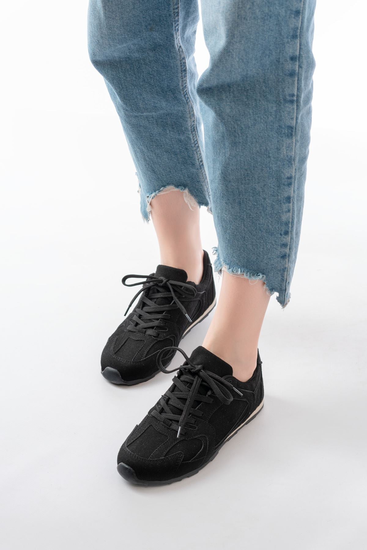 ZRİNRS-01 Premium Siyah Süet İnce Taban Günlük Sneaker