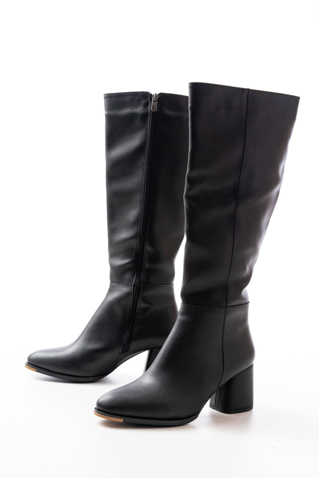 ZRİN-2432 Premium Siyah Topuklu Fermuarlı Günlük Kadın Çizme