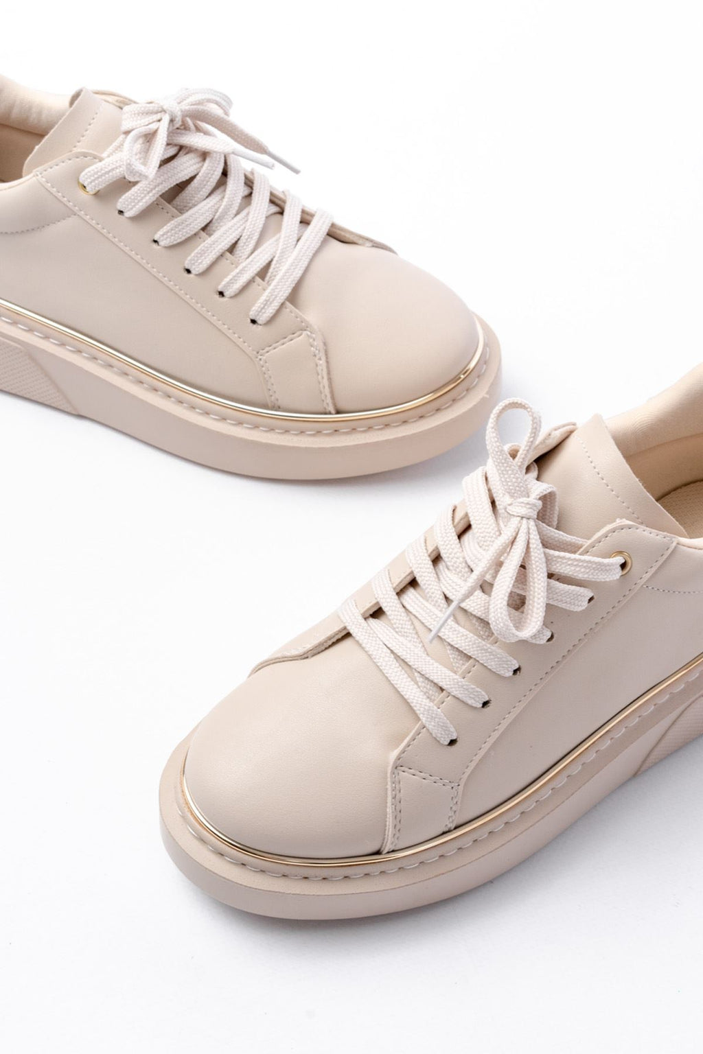 ZRİN-2435 Premium Bej Roze Bağcıklı Günlük Sneaker