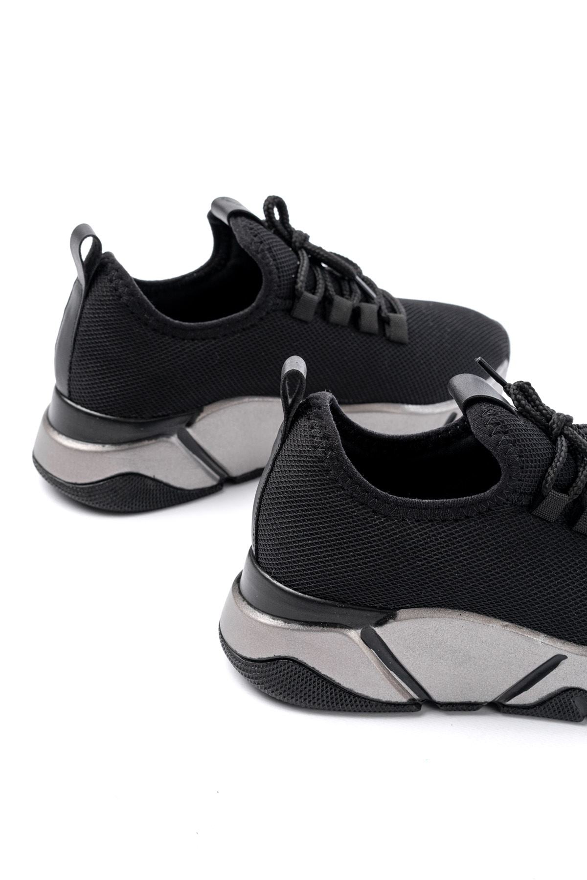 ZRİNS-400 Premium Siyah Bağcıklı Triko Ortopedik Taban Kadın Sneaker
