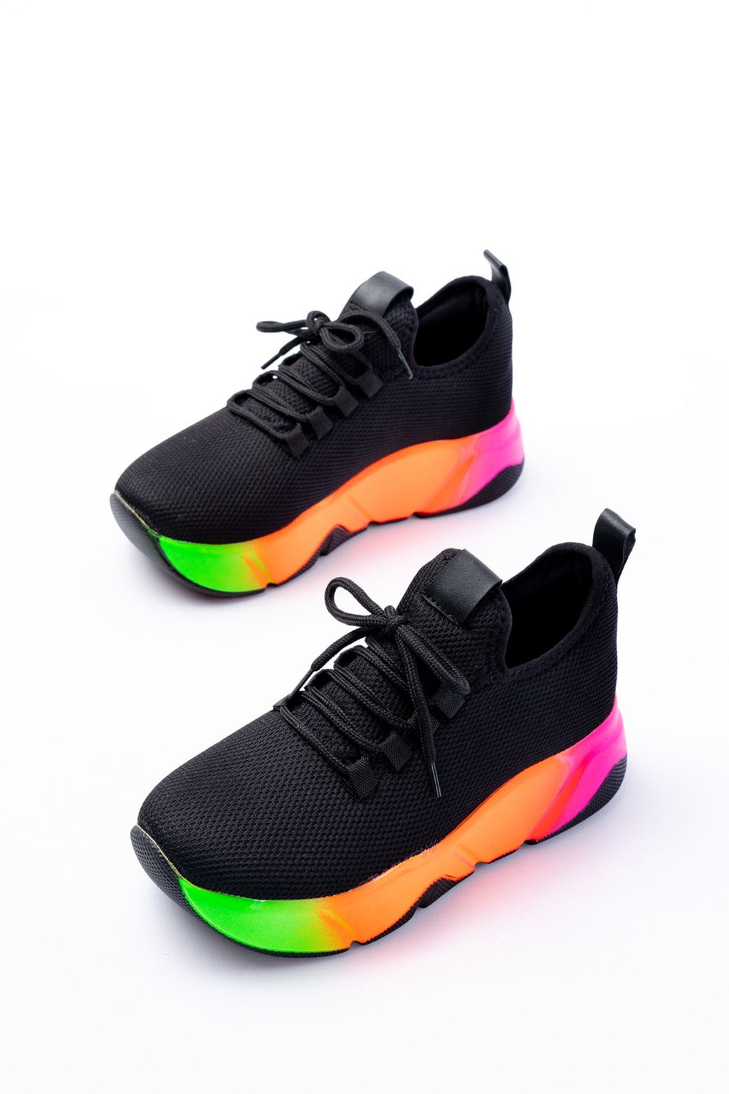 ZRİNS-400 Premium Siyah Renkli Bağcıklı Triko Renkli Taban Kadın Sneaker