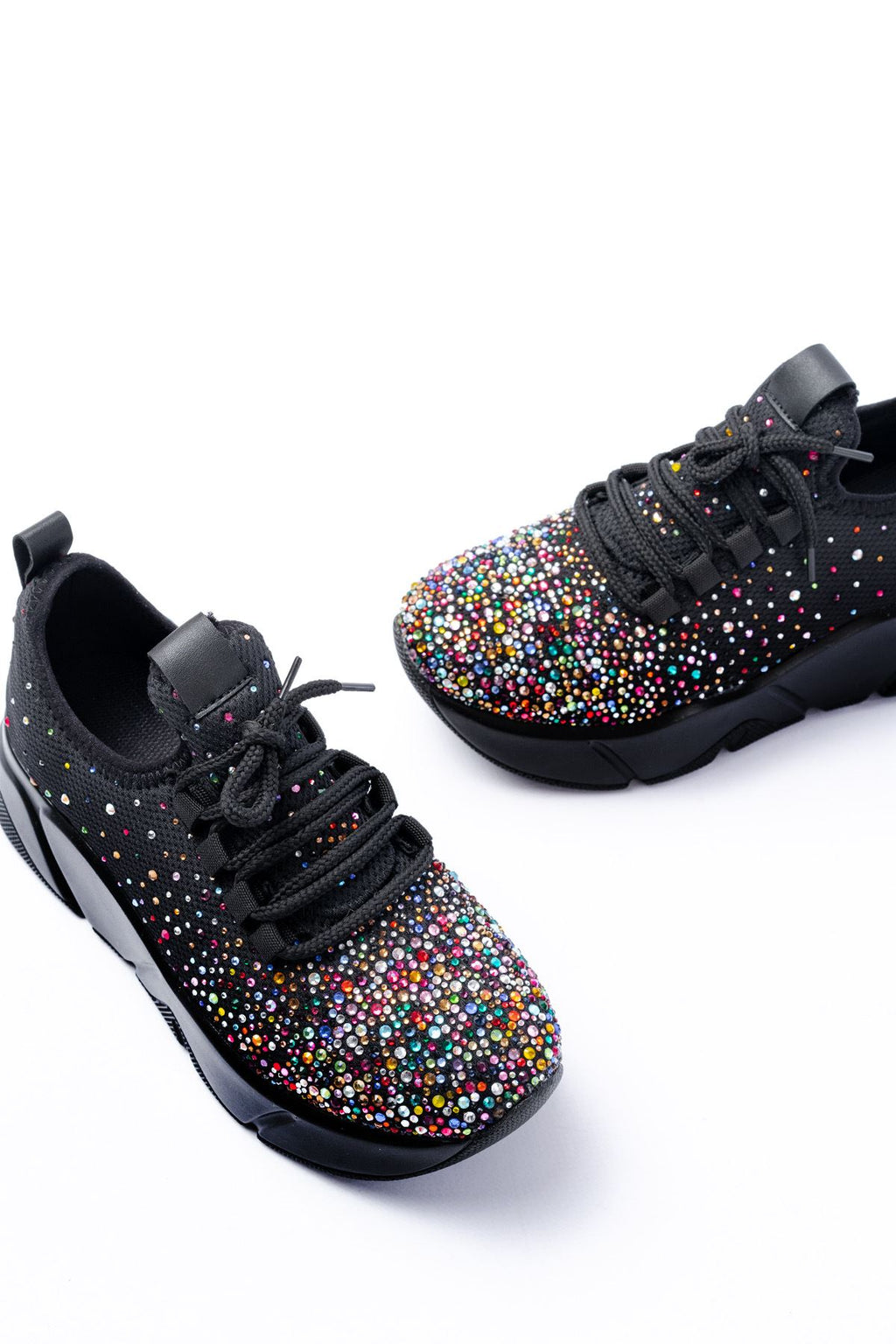 ZRİN-403 Premium Siyah Bağcıklı Fileli Multi Taşlı Kadın Sneaker