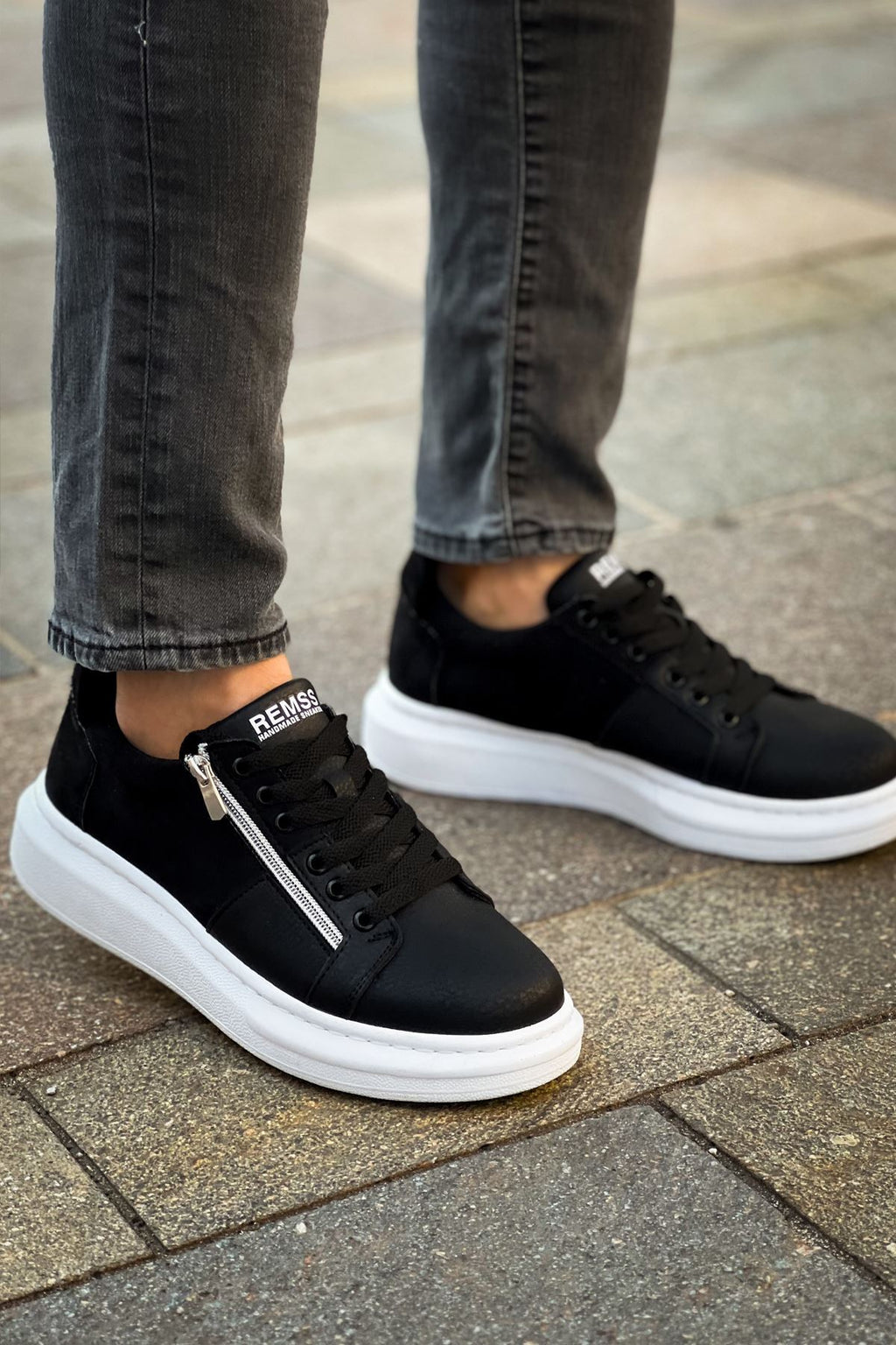 ZRC601 - Lüx Süet Fermuarlı Erkek Sneaker Siyah