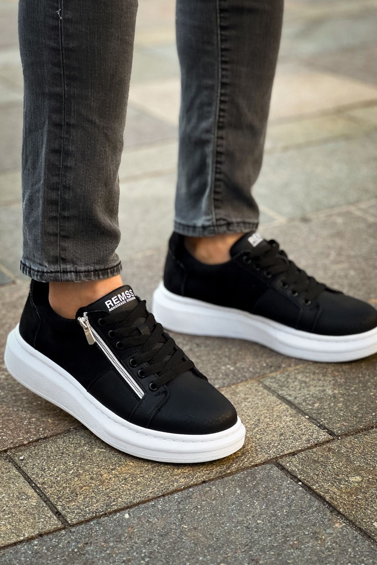ZRC601 - Lüx Süet Fermuarlı Erkek Sneaker Siyah