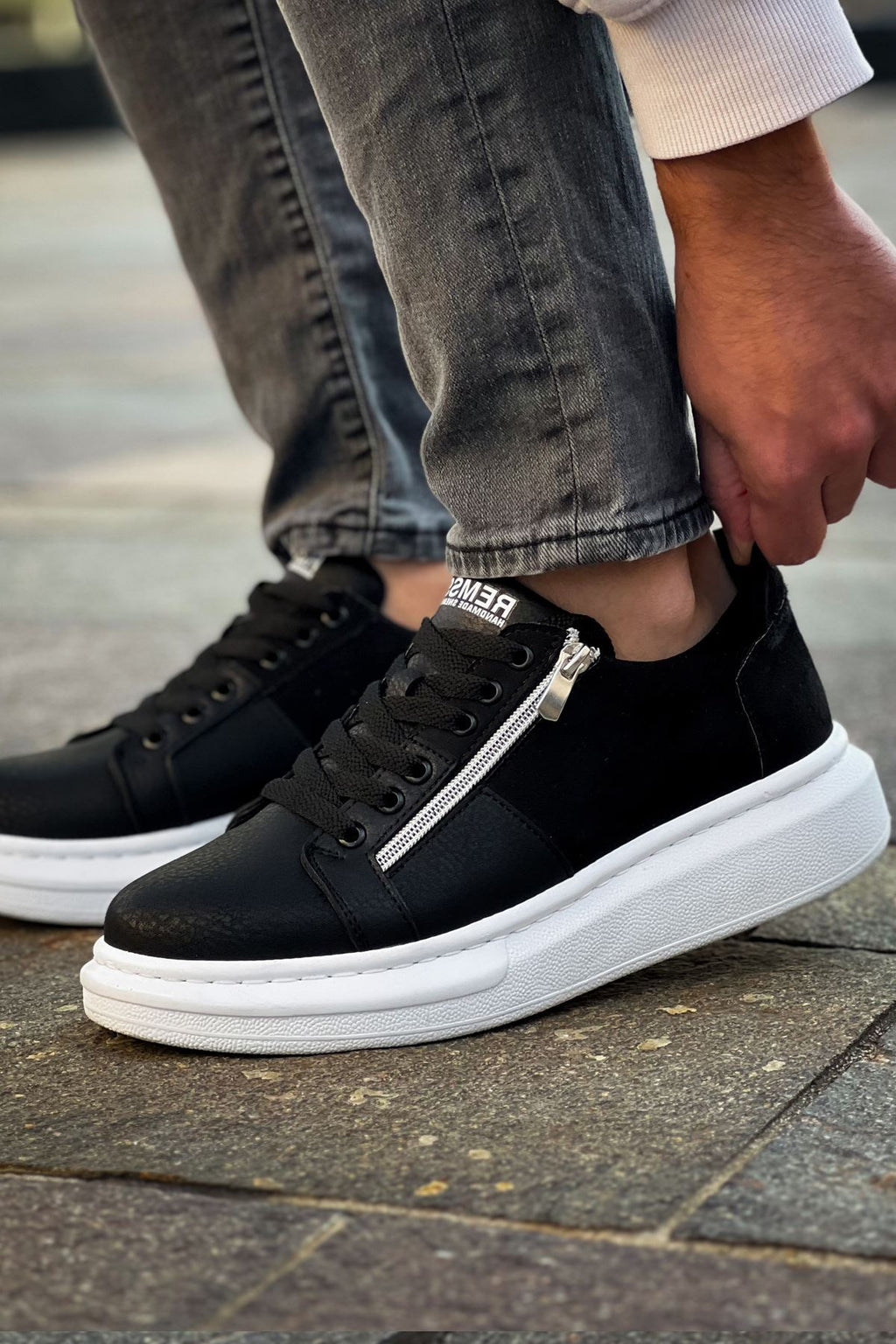 ZRC601 - Lüx Süet Fermuarlı Erkek Sneaker Siyah
