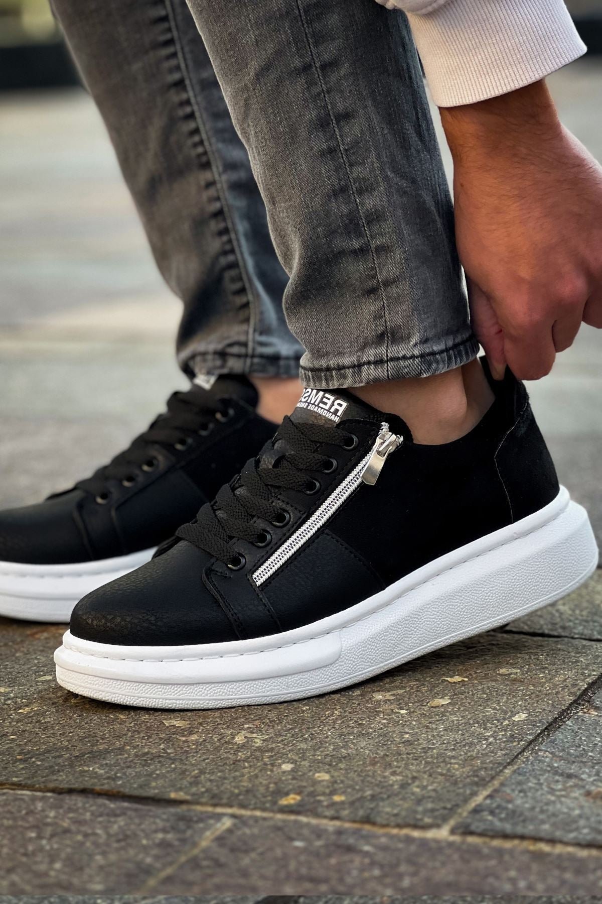ZRC601 - Lüx Süet Fermuarlı Erkek Sneaker Siyah