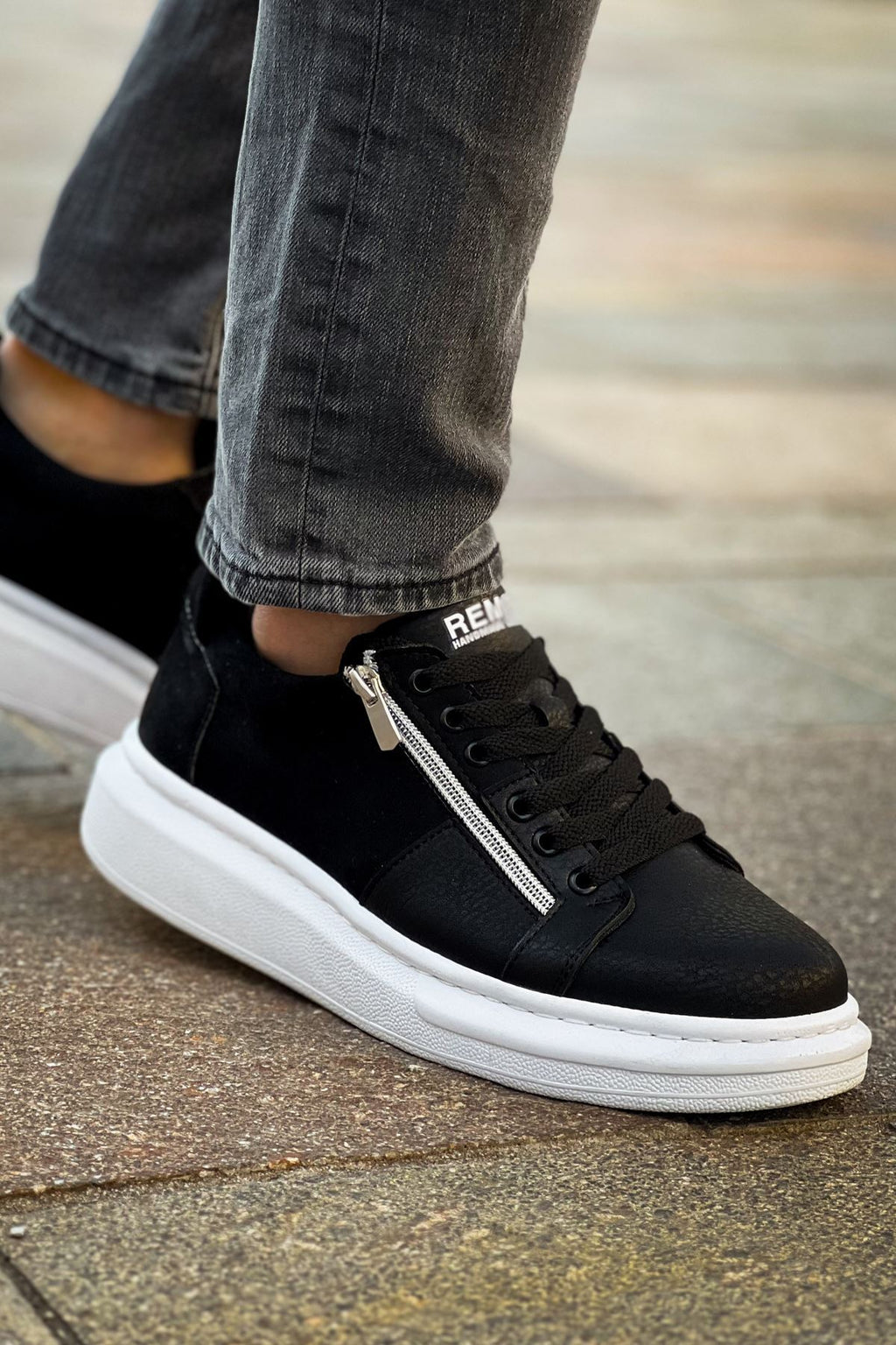 ZRC601 - Lüx Süet Fermuarlı Erkek Sneaker Siyah