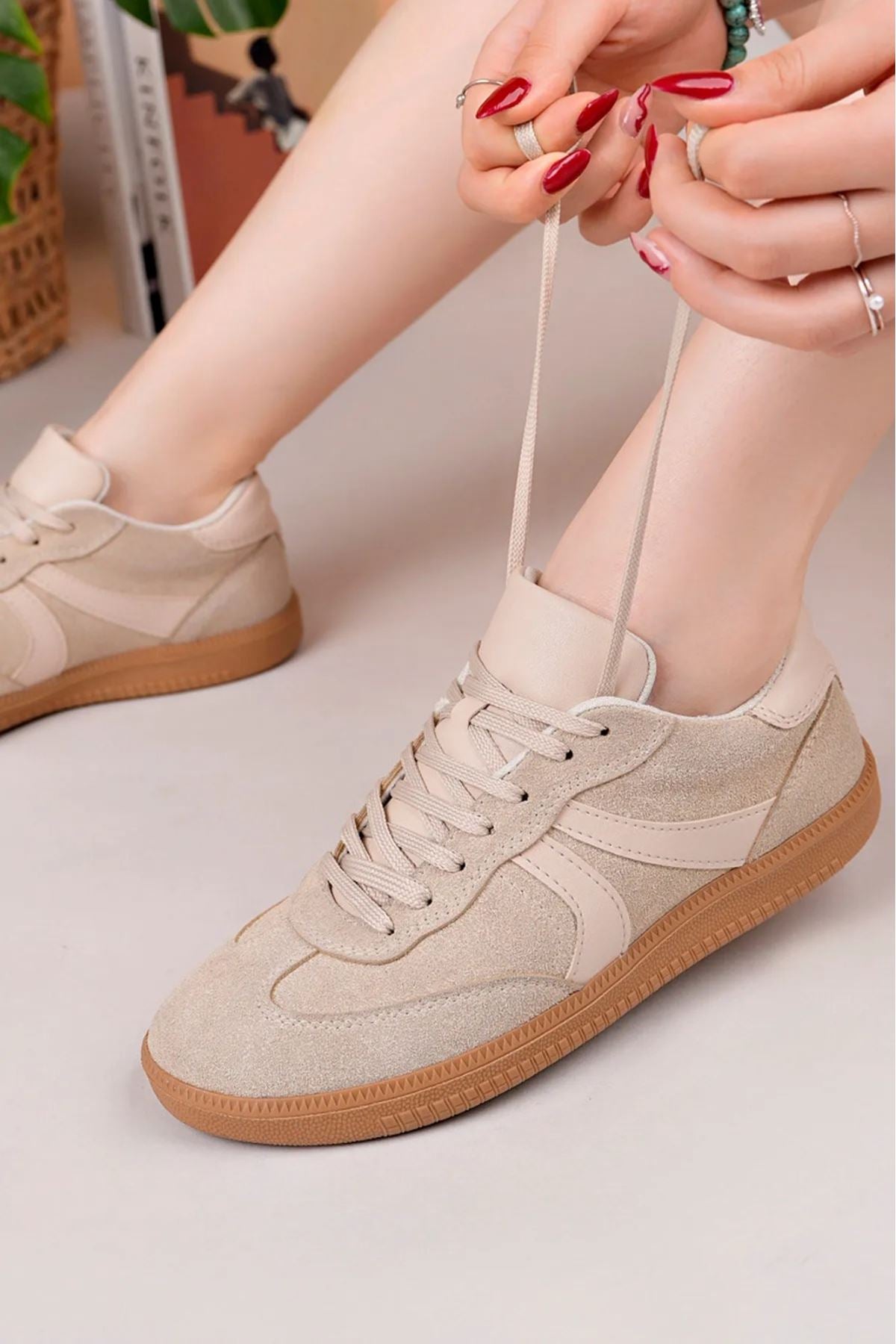 ZRC621 - Ortopedik Taban Günlük Kadın Sneaker Kum