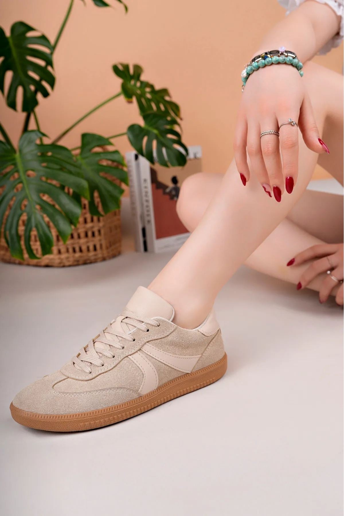 ZRC621 - Ortopedik Taban Günlük Kadın Sneaker Kum