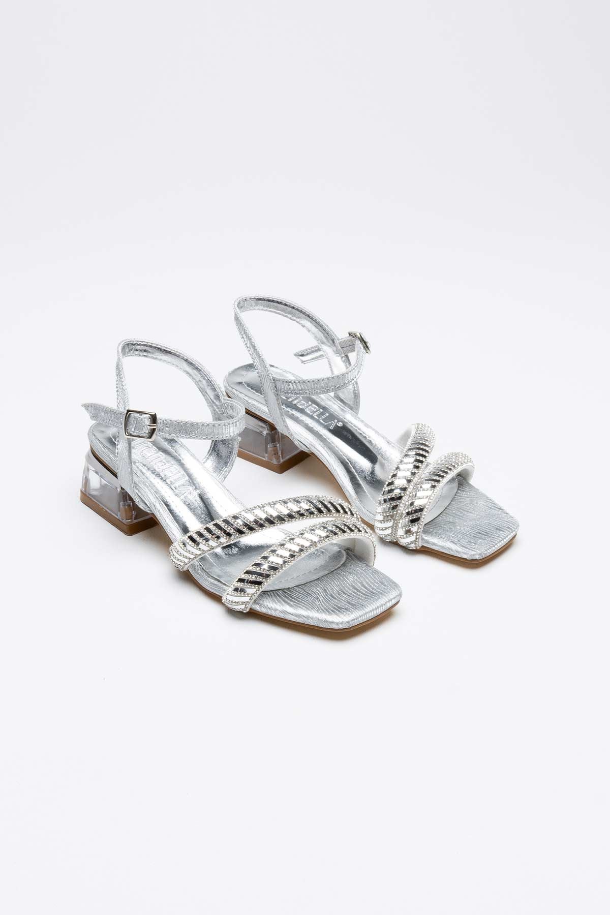 Rule Premium Silver Stone Women's Transparent Heeled Sandals