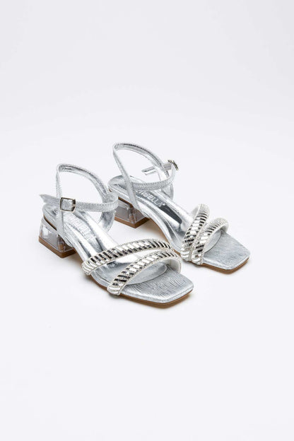 Rule Premium Silver Stone Women's Transparent Heeled Sandals