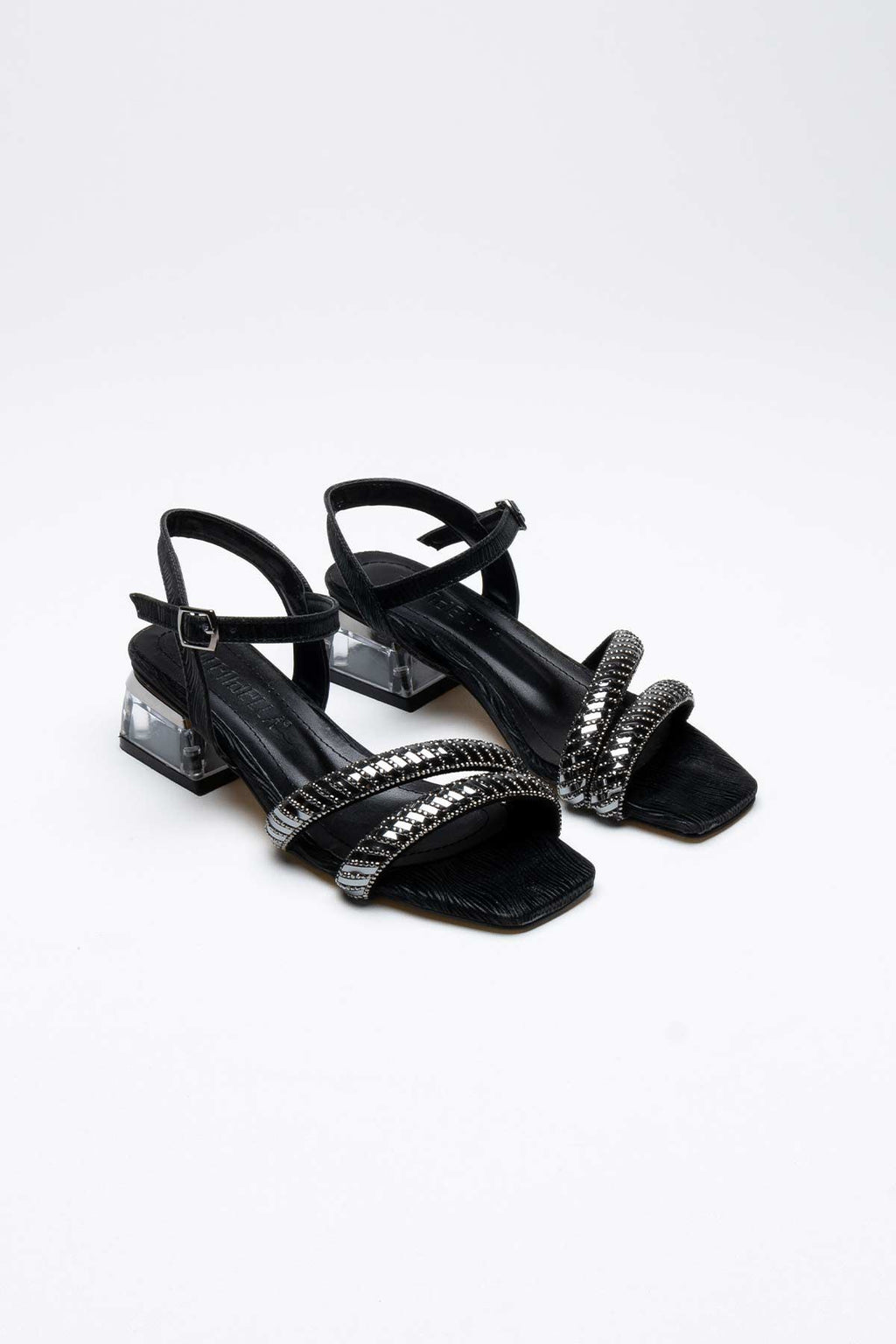 Rule Premium Black Stone Women's Transparent Heeled Sandals
